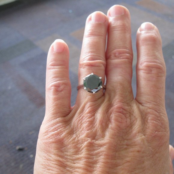 5.0ct 100% Natural Black Diamond Ring, All Sizes Free Diamond Tester,Certificate - Picture 7 of 15